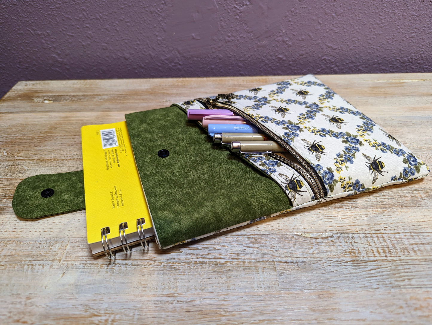 Book Sleeve with Zipper Pocket--SMALL