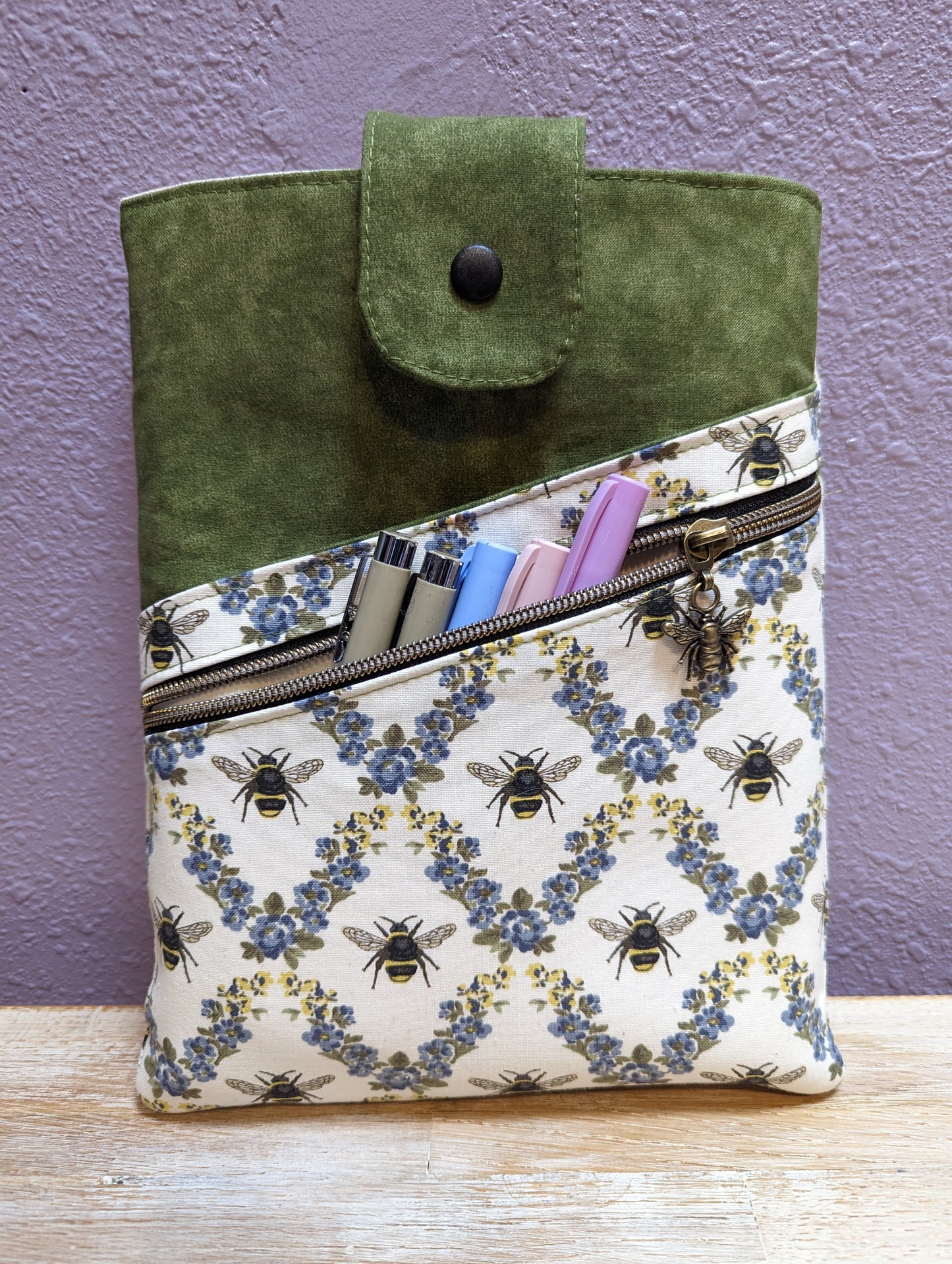 Book Sleeve with Zipper Pocket--SMALL