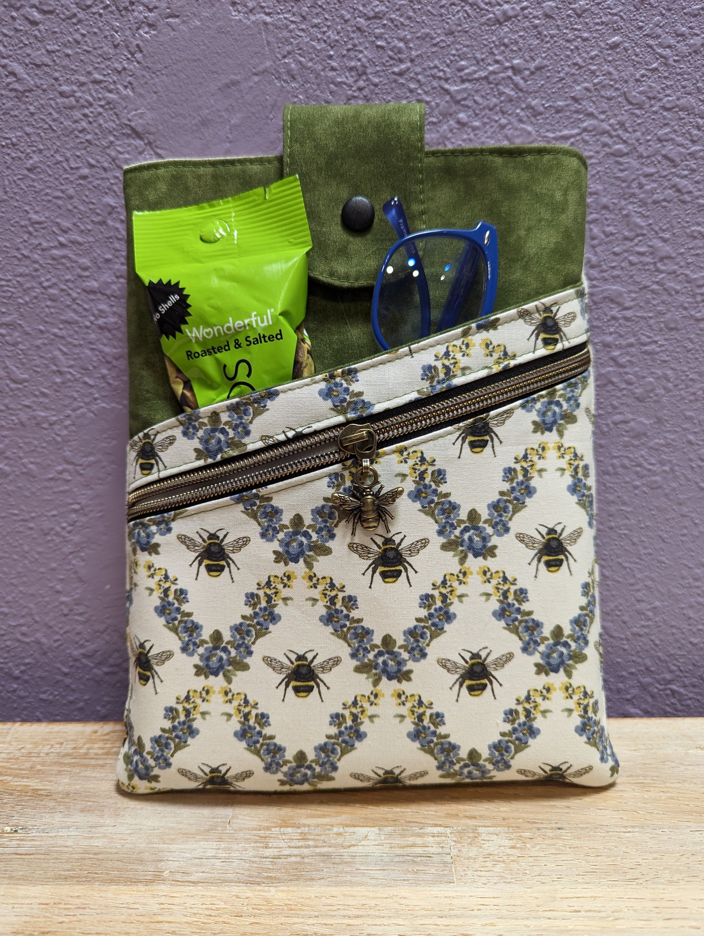 Book Sleeve with Zipper Pocket--SMALL