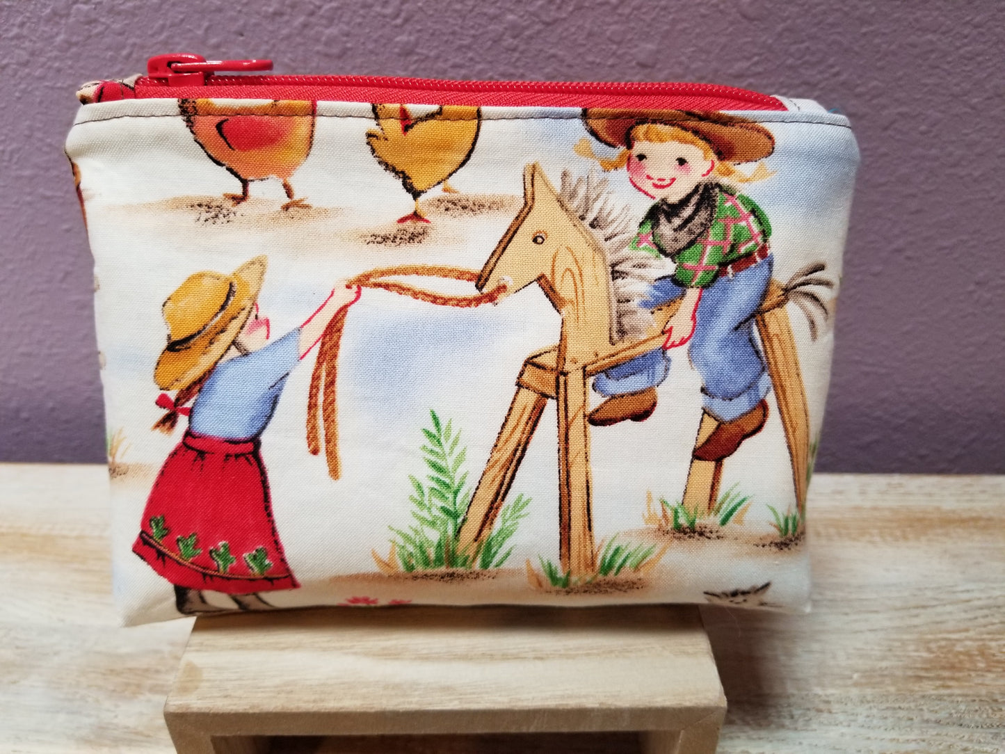 Zipper Pouch--Basic Fabric and Zipper--COWGIRLS