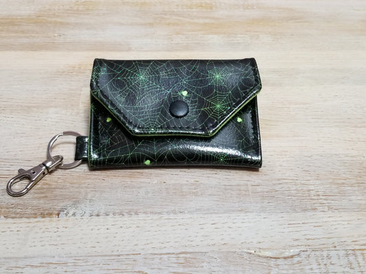 Snap Card Wallet with Key Chain--Vinyl--GLITTER GLOW VINYL