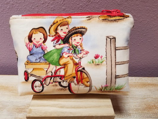 Zipper Pouch--Basic Fabric and Zipper--COWGIRLS